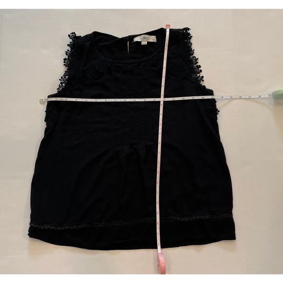 LOFT Black Sleeveless Blouse Lace Trim, Size SP - Picture 9 of 11